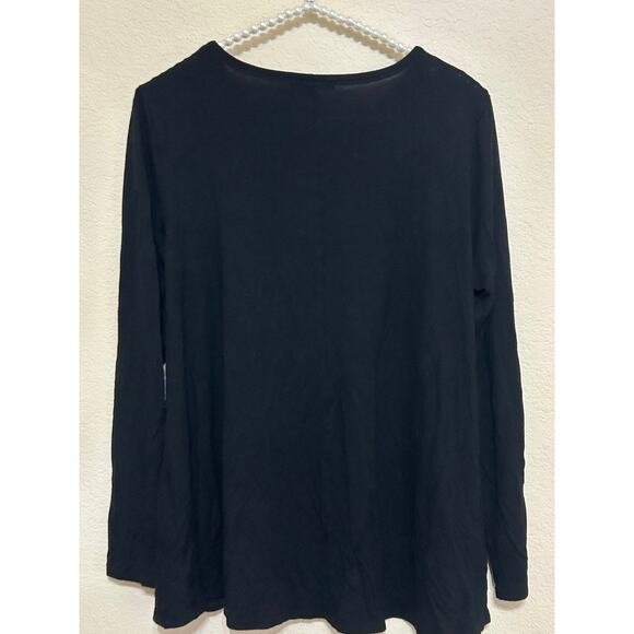 Eileen Fisher Size Small Top Black Long Sleeve Casual Stretchy Shirt Made in USA - Picture 8 of 8